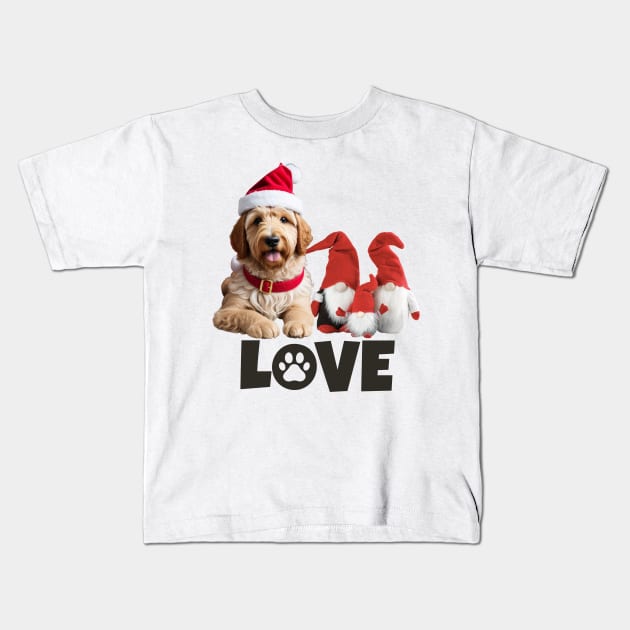 Christmas Goldendoodle LOVE Kids T-Shirt by Doodle and Things